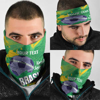 Custom Brazil Football Neck Gaiter Vamos Selecao Brushes Style - Wonder Print Shop