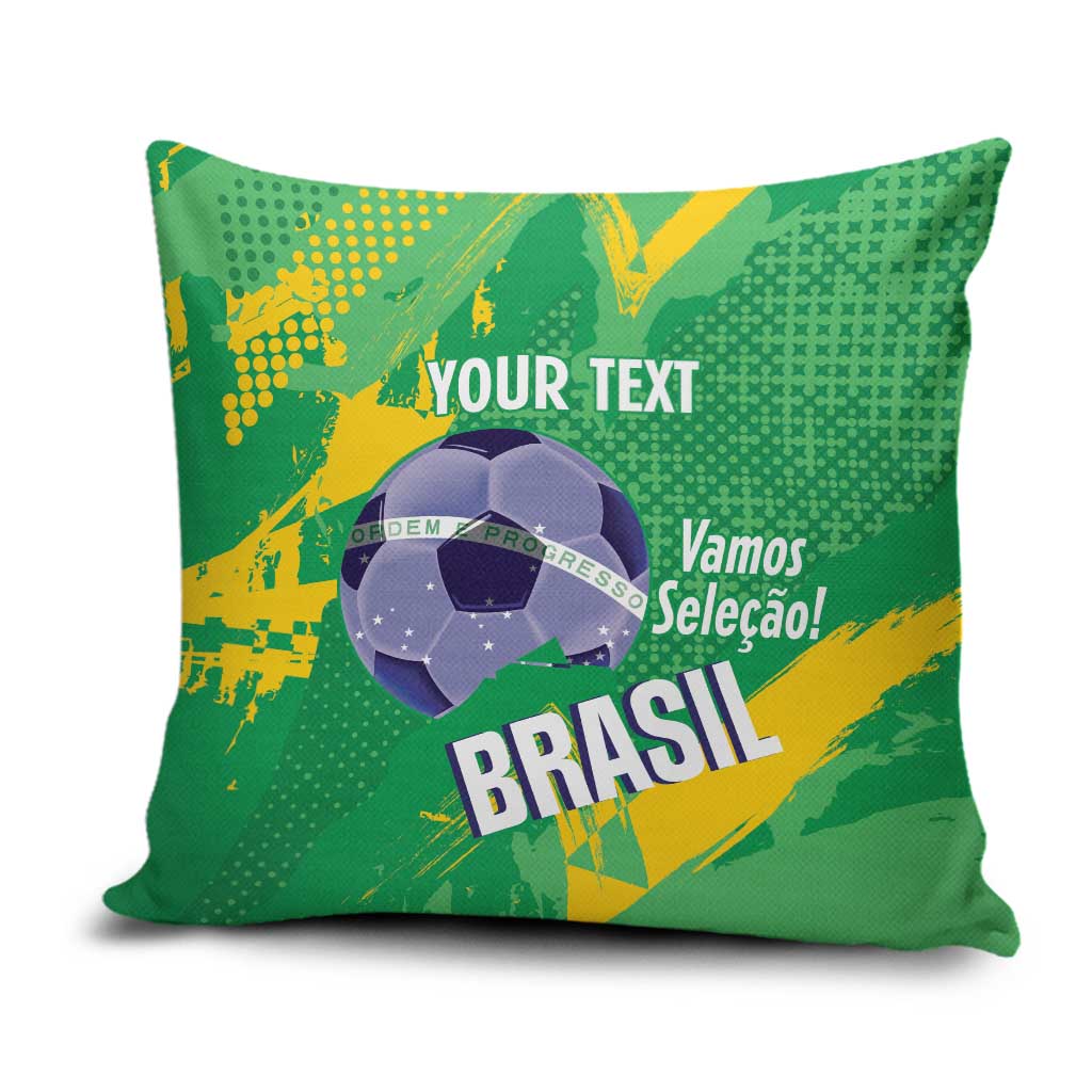 Custom Brazil Football Pillow Cover Vamos Selecao Brushes Style - Wonder Print Shop