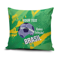 Custom Brazil Football Pillow Cover Vamos Selecao Brushes Style - Wonder Print Shop