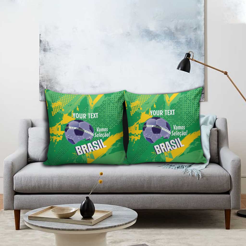 Custom Brazil Football Pillow Cover Vamos Selecao Brushes Style - Wonder Print Shop