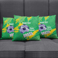 Custom Brazil Football Pillow Cover Vamos Selecao Brushes Style - Wonder Print Shop
