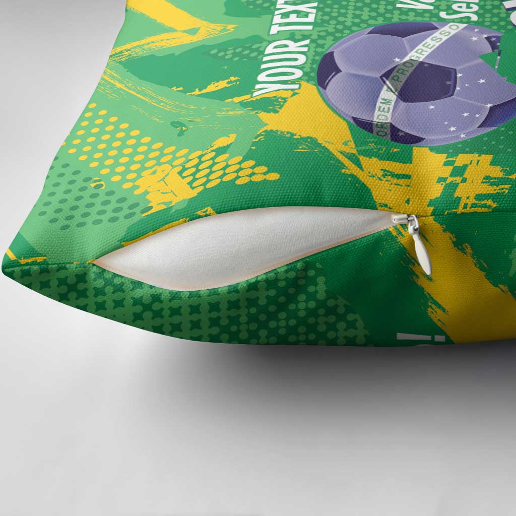 Custom Brazil Football Pillow Cover Vamos Selecao Brushes Style - Wonder Print Shop