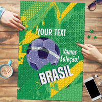 Custom Brazil Football Puzzle Vamos Selecao Brushes Style - Wonder Print Shop