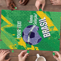 Custom Brazil Football Puzzle Vamos Selecao Brushes Style - Wonder Print Shop
