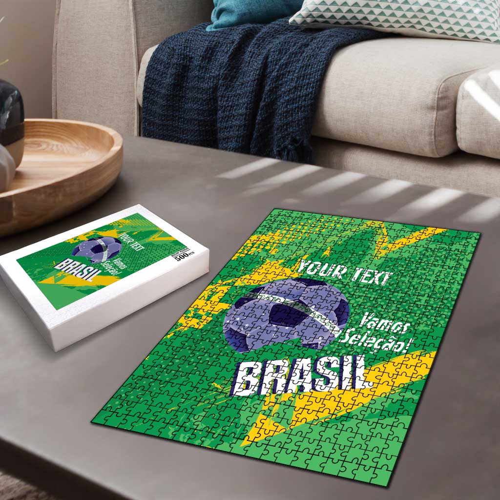 Custom Brazil Football Puzzle Vamos Selecao Brushes Style - Wonder Print Shop