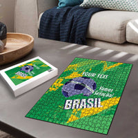 Custom Brazil Football Puzzle Vamos Selecao Brushes Style - Wonder Print Shop