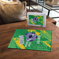 Custom Brazil Football Puzzle Vamos Selecao Brushes Style - Wonder Print Shop