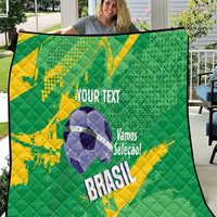 Custom Brazil Football Quilt Vamos Selecao Brushes Style - Wonder Print Shop
