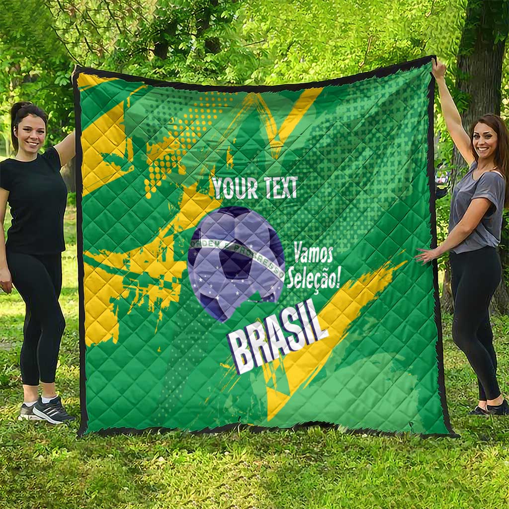 Custom Brazil Football Quilt Vamos Selecao Brushes Style - Wonder Print Shop