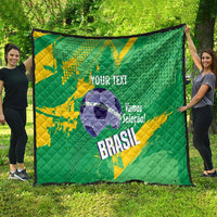 Custom Brazil Football Quilt Vamos Selecao Brushes Style - Wonder Print Shop