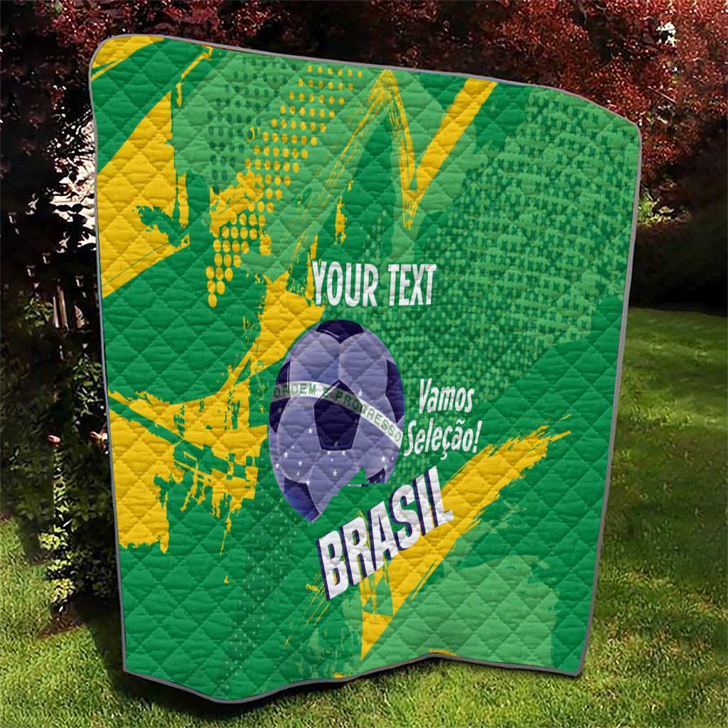 Custom Brazil Football Quilt Vamos Selecao Brushes Style - Wonder Print Shop