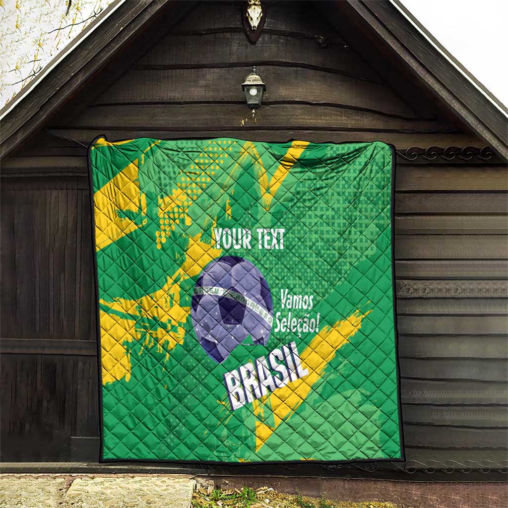 Custom Brazil Football Quilt Vamos Selecao Brushes Style - Wonder Print Shop