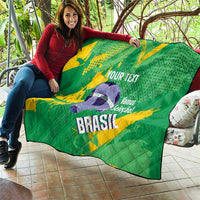 Custom Brazil Football Quilt Vamos Selecao Brushes Style - Wonder Print Shop