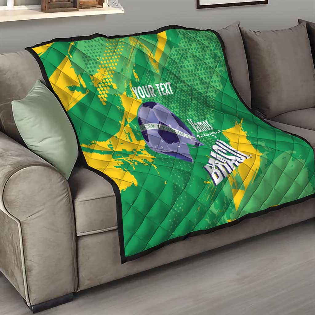 Custom Brazil Football Quilt Vamos Selecao Brushes Style - Wonder Print Shop