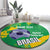 Custom Brazil Football Round Carpet Vamos Selecao Brushes Style - Wonder Print Shop