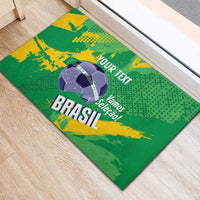 Custom Brazil Football Rubber Doormat Vamos Selecao Brushes Style - Wonder Print Shop