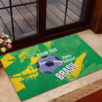 Custom Brazil Football Rubber Doormat Vamos Selecao Brushes Style - Wonder Print Shop