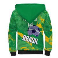 Custom Brazil Football Sherpa Hoodie Vamos Selecao Brushes Style - Wonder Print Shop