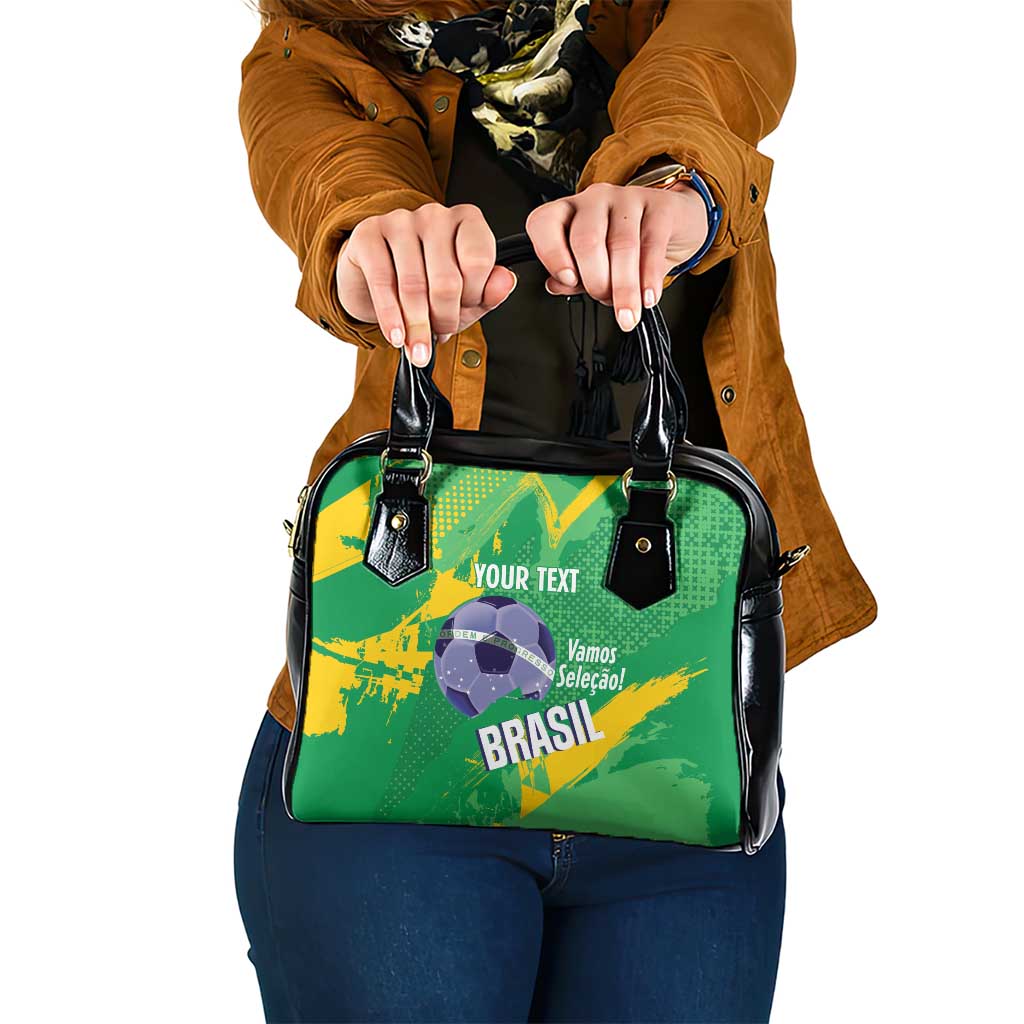 Custom Brazil Football Shoulder Handbag Vamos Selecao Brushes Style - Wonder Print Shop