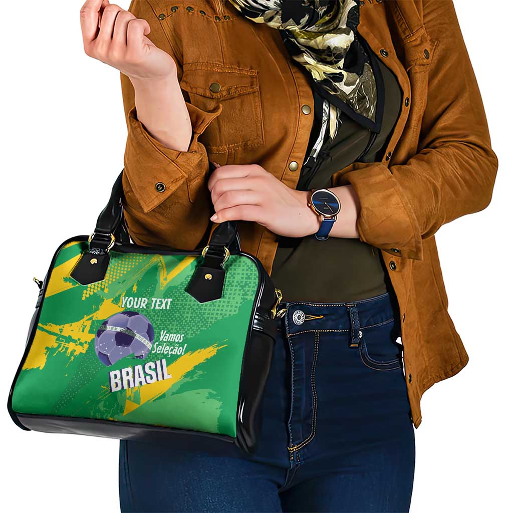 Custom Brazil Football Shoulder Handbag Vamos Selecao Brushes Style - Wonder Print Shop