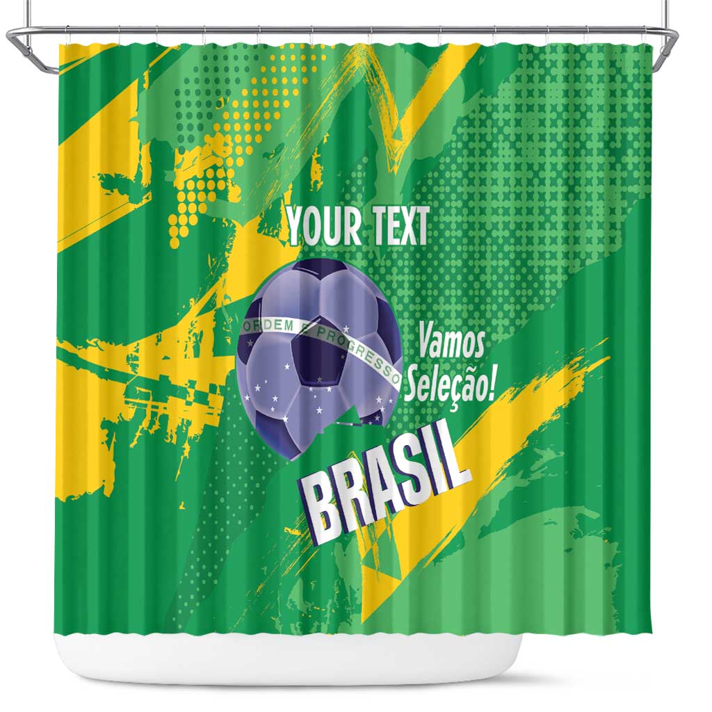 Custom Brazil Football Shower Curtain Vamos Selecao Brushes Style - Wonder Print Shop