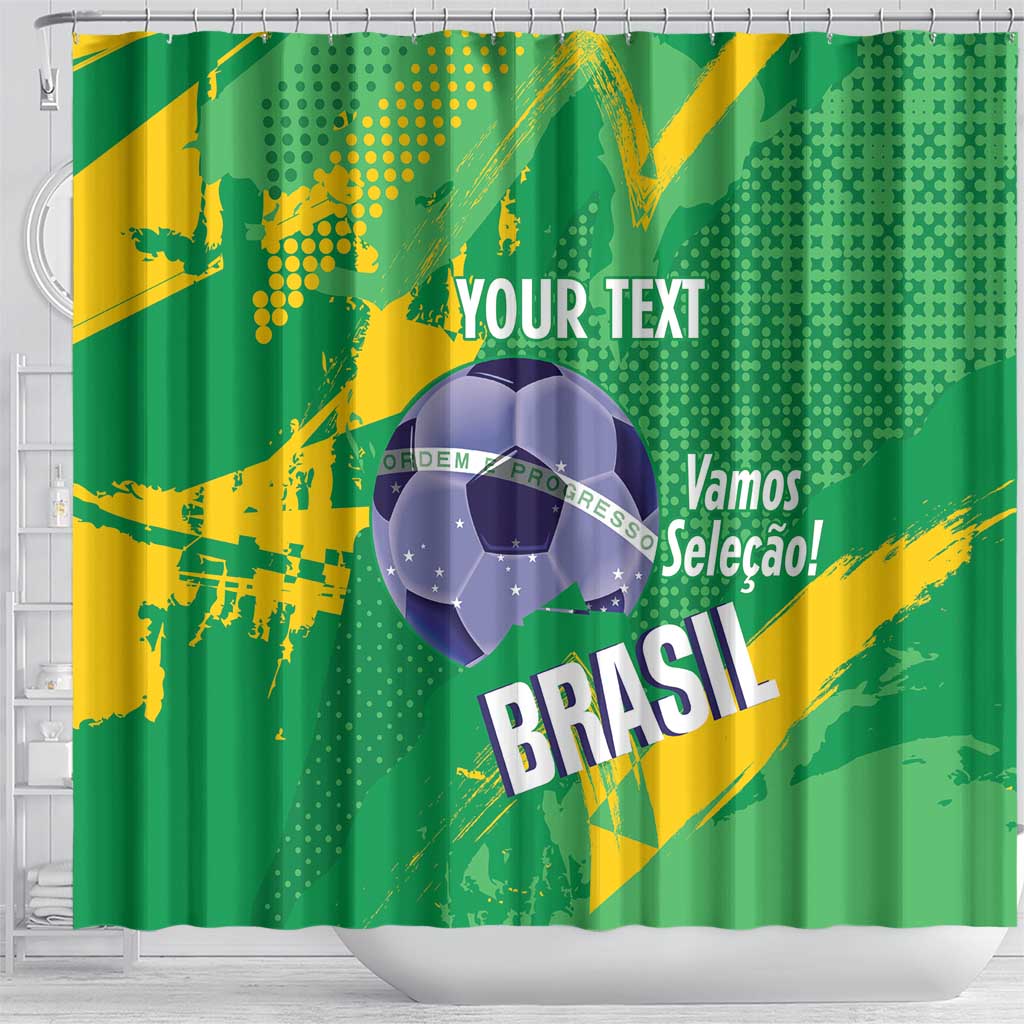 Custom Brazil Football Shower Curtain Vamos Selecao Brushes Style - Wonder Print Shop