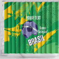 Custom Brazil Football Shower Curtain Vamos Selecao Brushes Style - Wonder Print Shop
