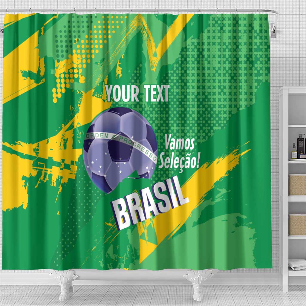 Custom Brazil Football Shower Curtain Vamos Selecao Brushes Style - Wonder Print Shop