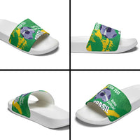 Custom Brazil Football Slide Sandals Vamos Selecao Brushes Style - Wonder Print Shop