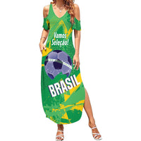 Custom Brazil Football Summer Maxi Dress Vamos Selecao Brushes Style - Wonder Print Shop