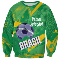 Custom Brazil Football Sweatshirt Vamos Selecao Brushes Style - Wonder Print Shop