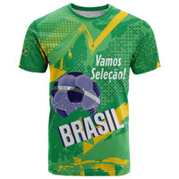 Custom Brazil Football T Shirt Vamos Selecao Brushes Style - Wonder Print Shop