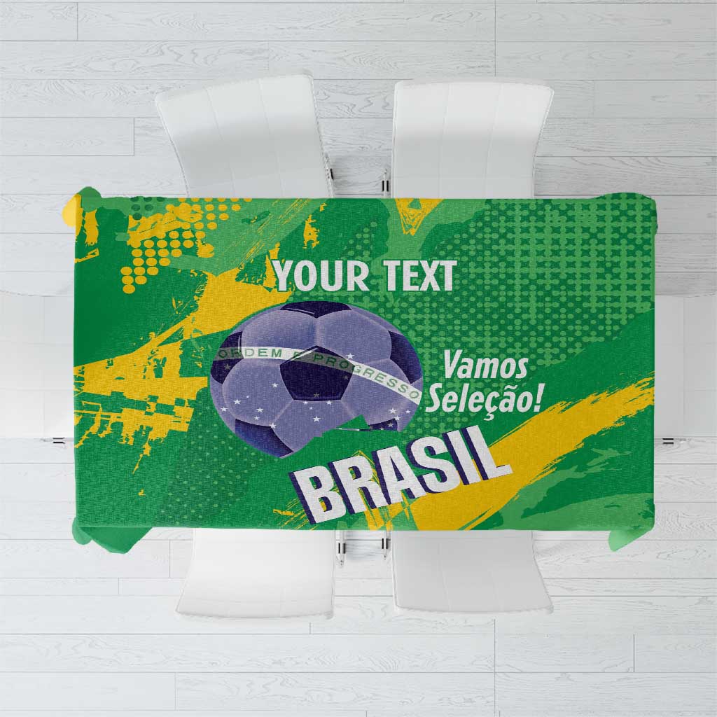 Custom Brazil Football Tablecloth Vamos Selecao Brushes Style - Wonder Print Shop