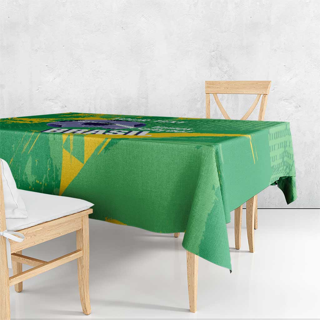 Custom Brazil Football Tablecloth Vamos Selecao Brushes Style - Wonder Print Shop