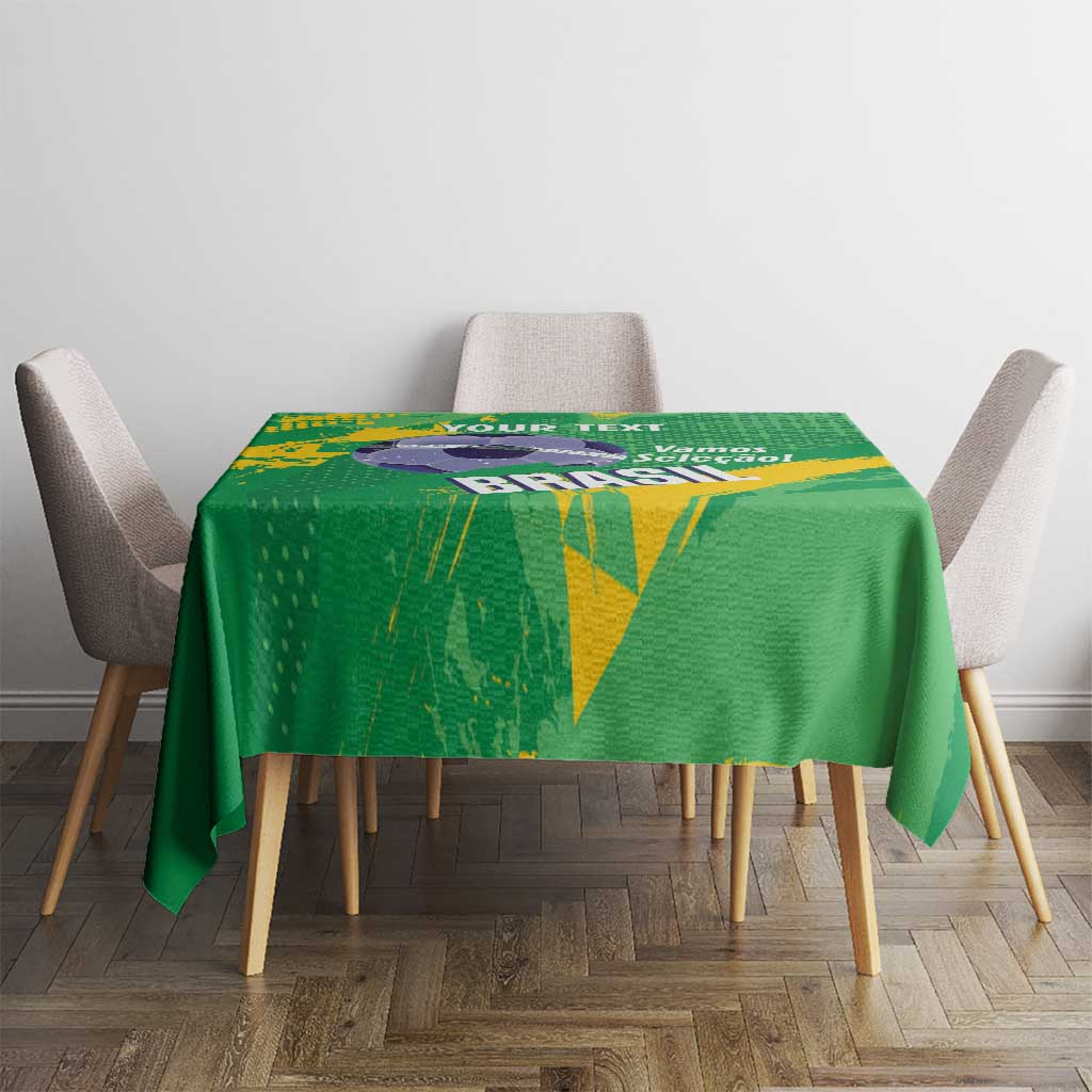 Custom Brazil Football Tablecloth Vamos Selecao Brushes Style - Wonder Print Shop