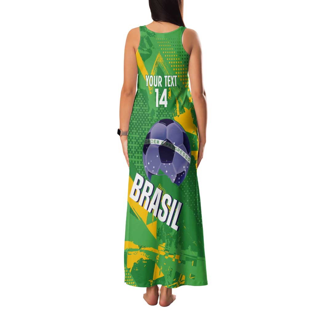Custom Brazil Football Tank Maxi Dress Vamos Selecao Brushes Style - Wonder Print Shop
