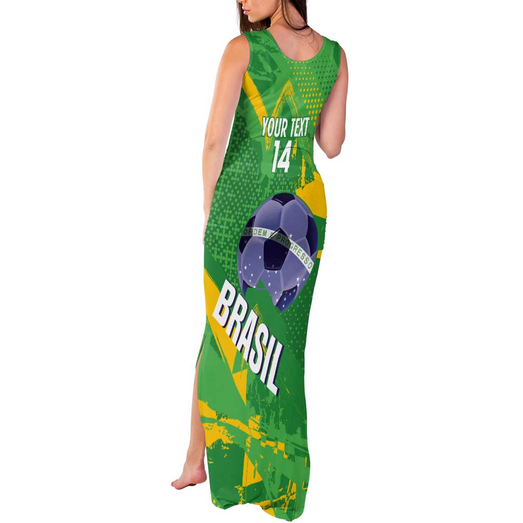 Custom Brazil Football Tank Maxi Dress Vamos Selecao Brushes Style - Wonder Print Shop