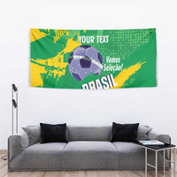 Custom Brazil Football Tapestry Vamos Selecao Brushes Style - Wonder Print Shop