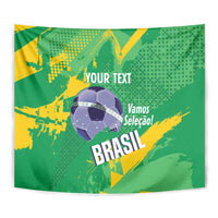 Custom Brazil Football Tapestry Vamos Selecao Brushes Style - Wonder Print Shop