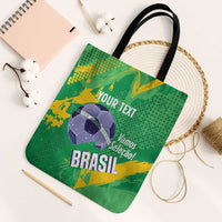 Custom Brazil Football Tote Bag Vamos Selecao Brushes Style - Wonder Print Shop
