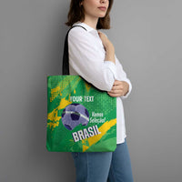 Custom Brazil Football Tote Bag Vamos Selecao Brushes Style - Wonder Print Shop
