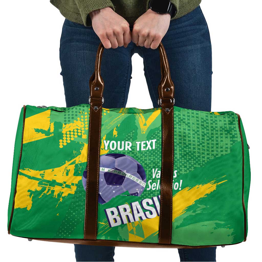 Custom Brazil Football Travel Bag Vamos Selecao Brushes Style - Wonder Print Shop