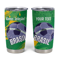 Custom Brazil Football Tumbler Cup Vamos Selecao Brushes Style - Wonder Print Shop