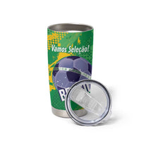 Custom Brazil Football Tumbler Cup Vamos Selecao Brushes Style - Wonder Print Shop