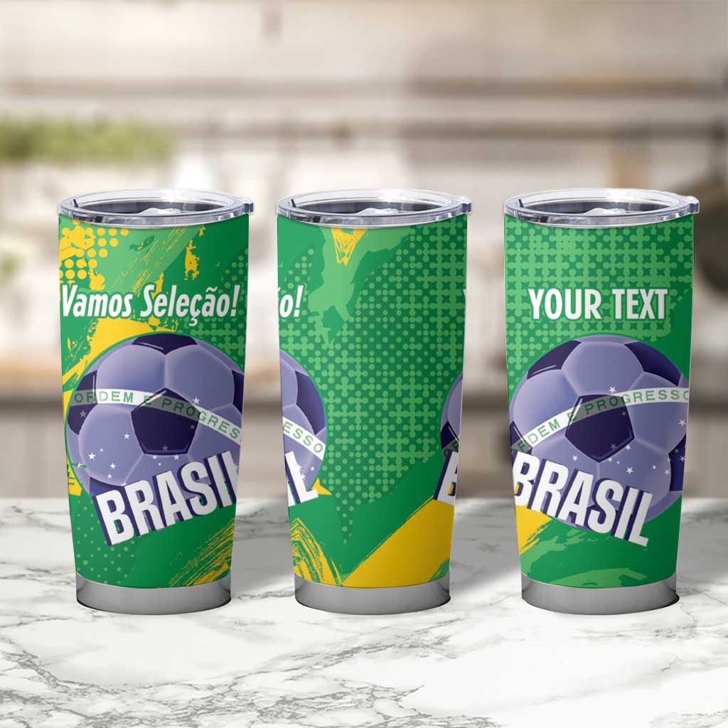 Custom Brazil Football Tumbler Cup Vamos Selecao Brushes Style - Wonder Print Shop