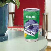 Custom Brazil Football Tumbler Cup Vamos Selecao Brushes Style - Wonder Print Shop