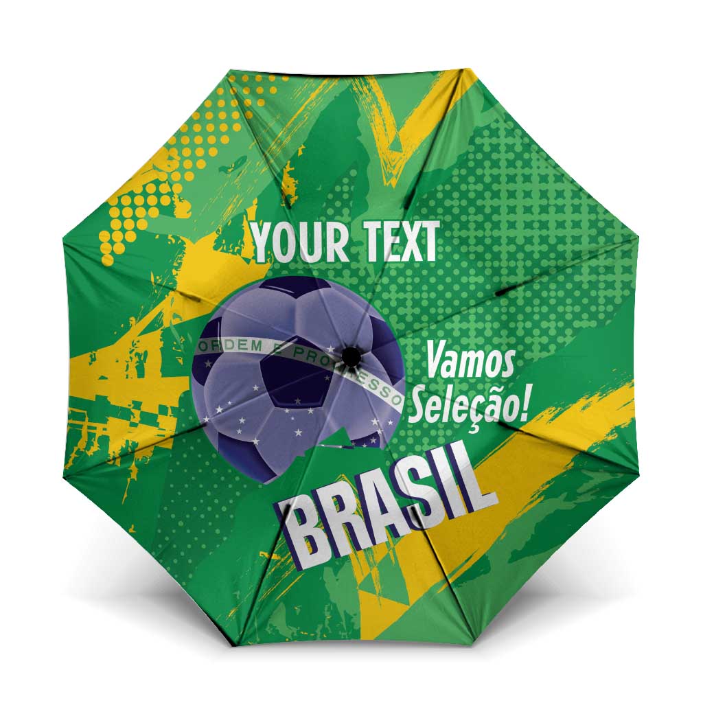 Custom Brazil Football Umbrella Vamos Selecao Brushes Style - Wonder Print Shop