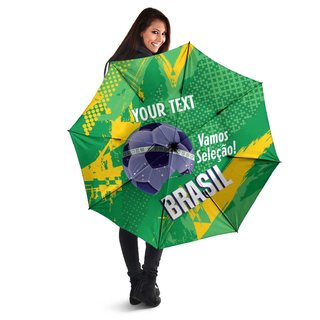 Custom Brazil Football Umbrella Vamos Selecao Brushes Style - Wonder Print Shop