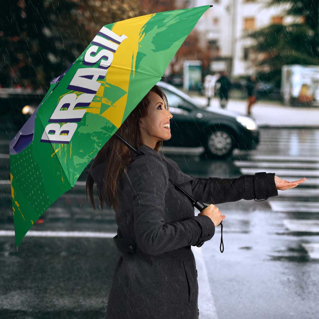 Custom Brazil Football Umbrella Vamos Selecao Brushes Style - Wonder Print Shop