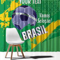 Custom Brazil Football Window Curtain Vamos Selecao Brushes Style - Wonder Print Shop